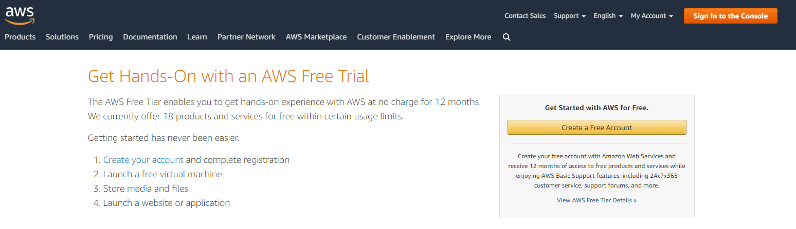 AWS Amazon Free Trial