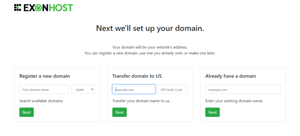 ExonHost setup domain