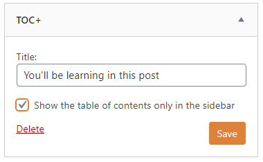 TOC on Sidebar