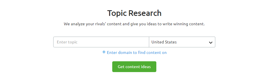 SEMrush Topic Research Tool 
