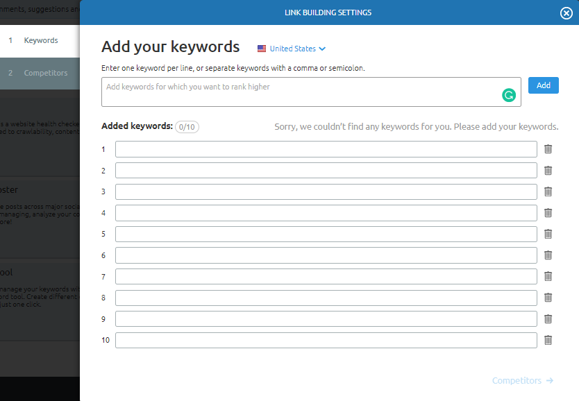add your keywords