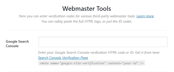 verify your WordPress site for Google search console using RankMath SEO