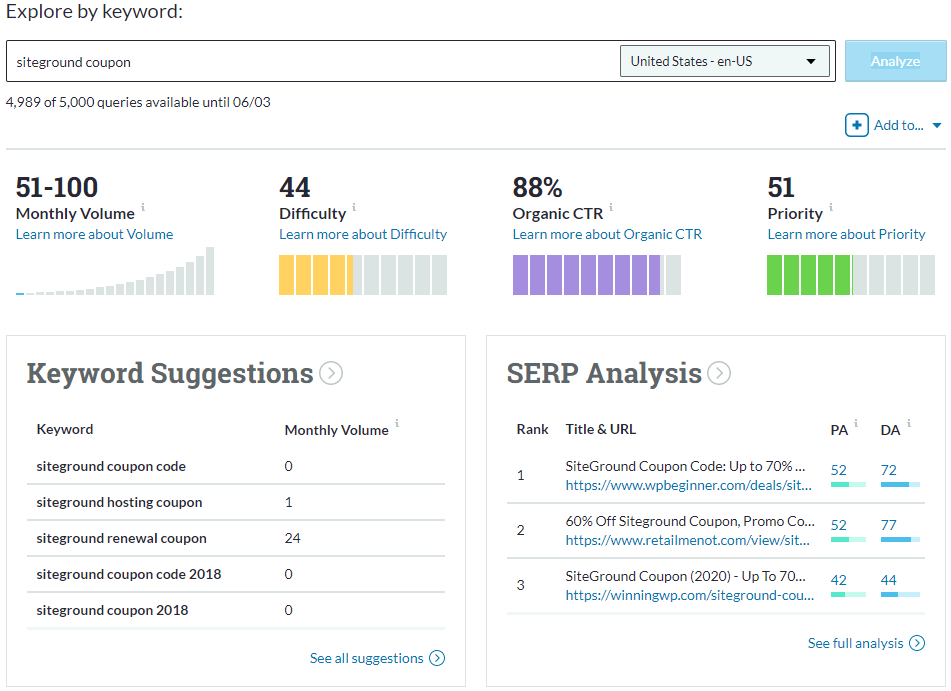 SEMrush Vs Moz 2021: Two Amazing SEO Tools Compared Keyword Explorer Overview