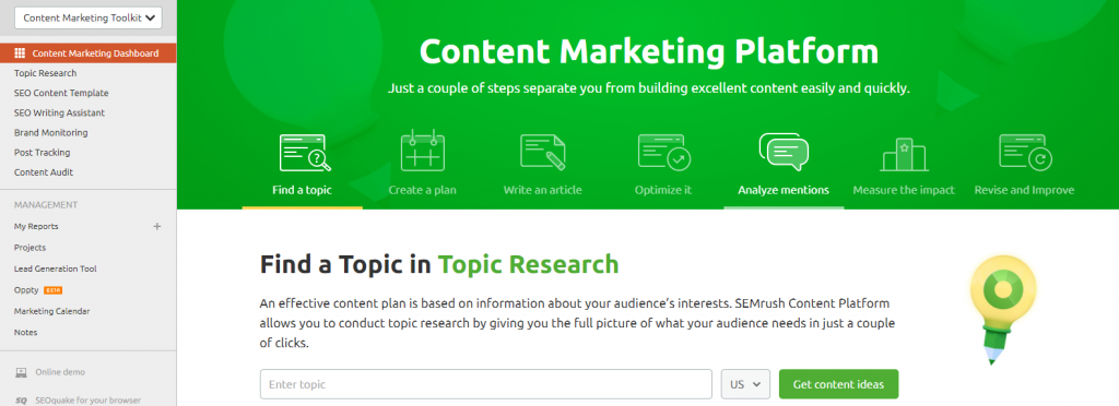 Semrush Content Marketing Platform Review: A ToolKit To Create Top-Notch Content? Content Marketing ToolKit by SEMrush