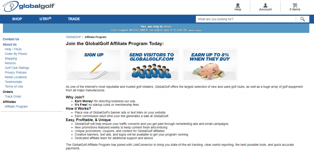 Global Golf Affiliate Program