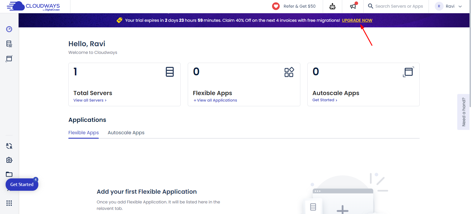 Cloudways Upgrade Now