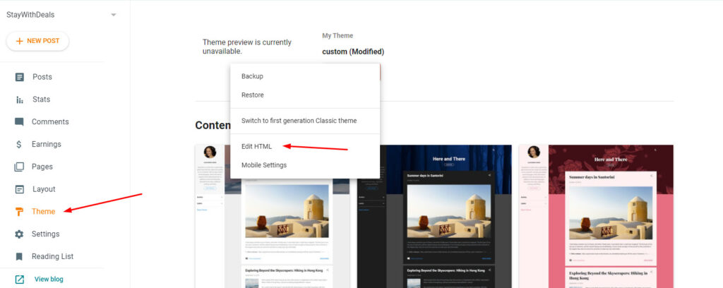 hide contact form in blogger