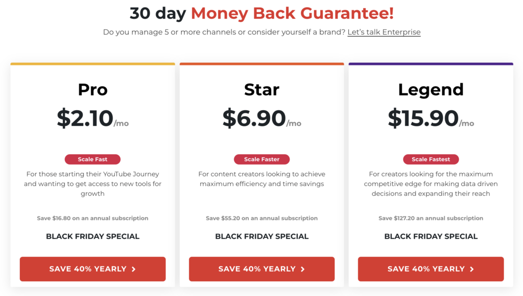 TubeBuddy Black Friday Pricing