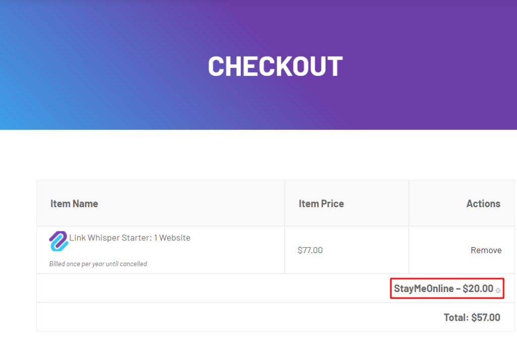 Link Whishper discount code applied