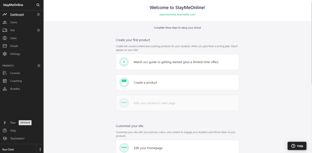 Teachable Black Friday Deal: Save Up To 40% (Live) Teachable dashboard