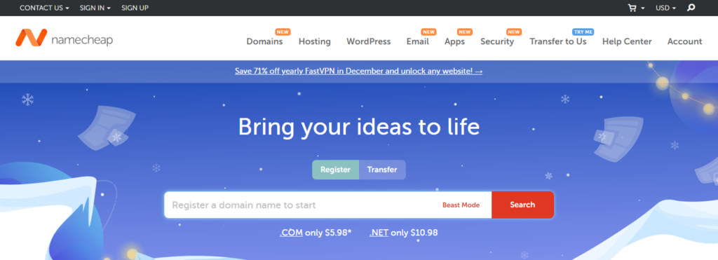 NameCheap domain registrar