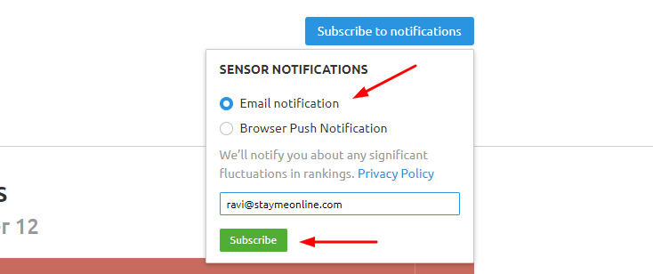 Sensor notifications