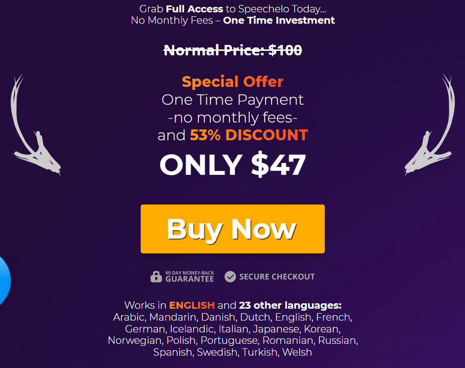 Speechelo pricing