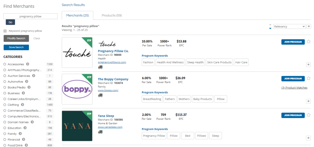 shareasale merchant search