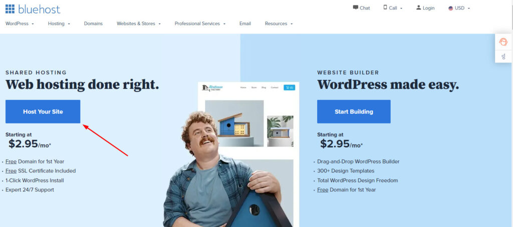 start your blog with bluehost