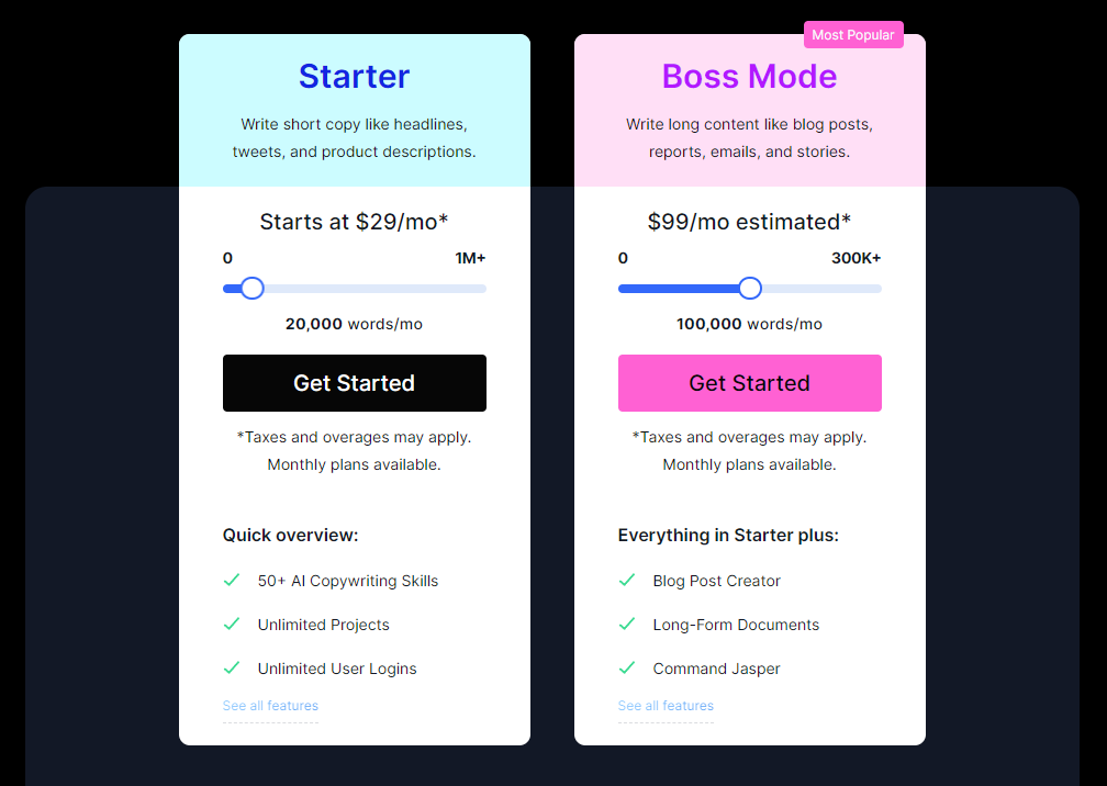 Jasper.ai pricing