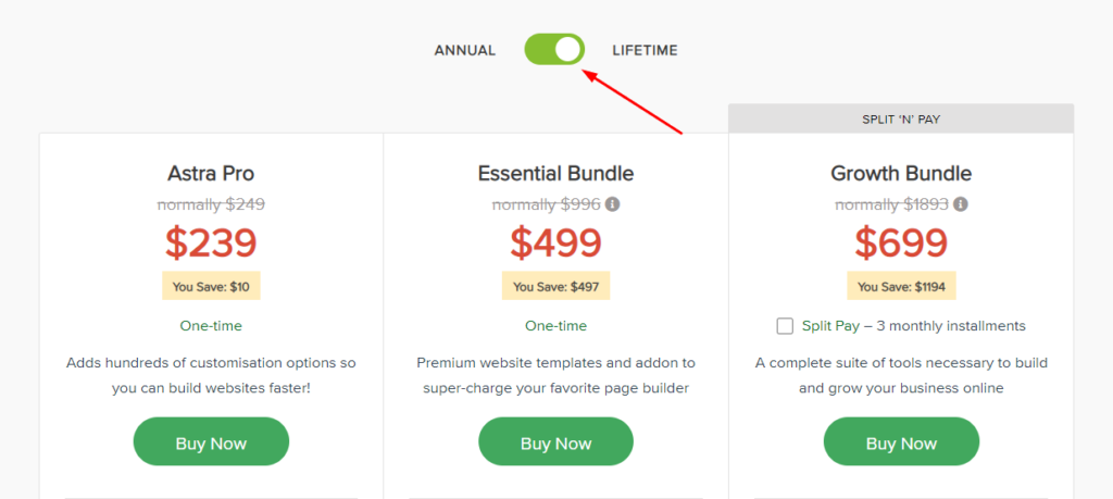Astra lifetime plans pricing