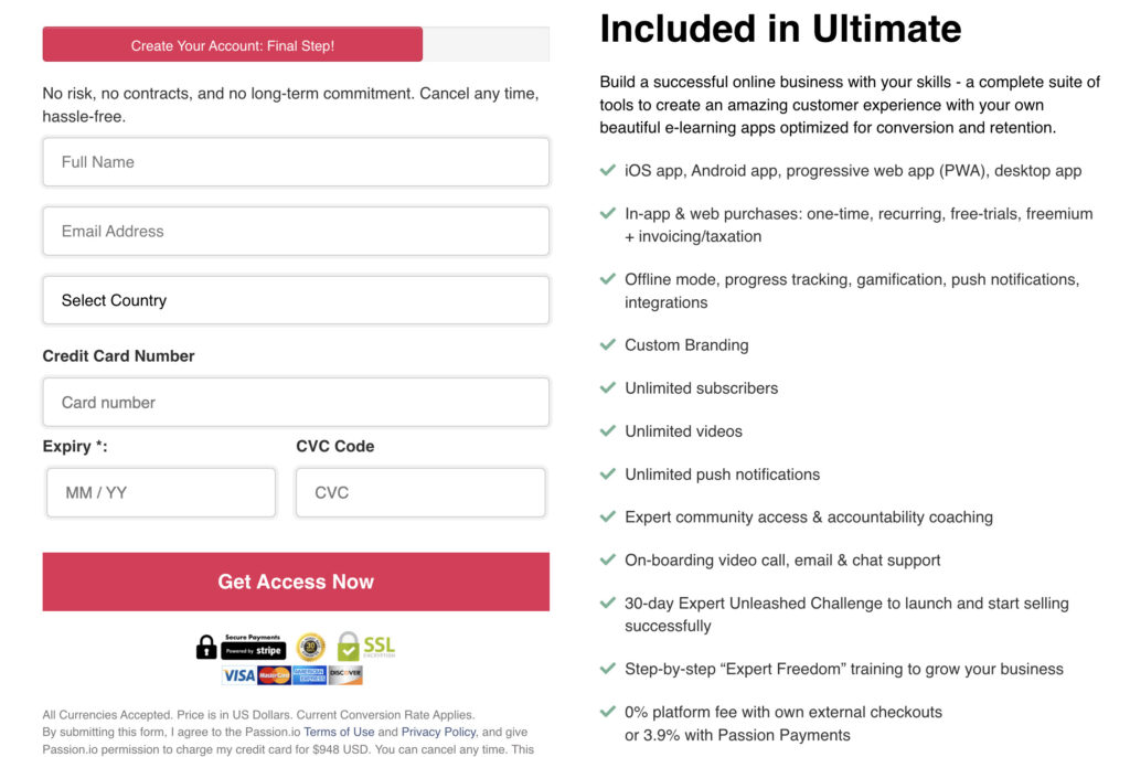 Passion.io checkout