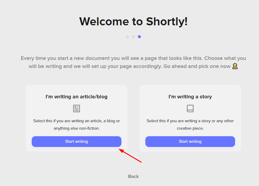 start writing