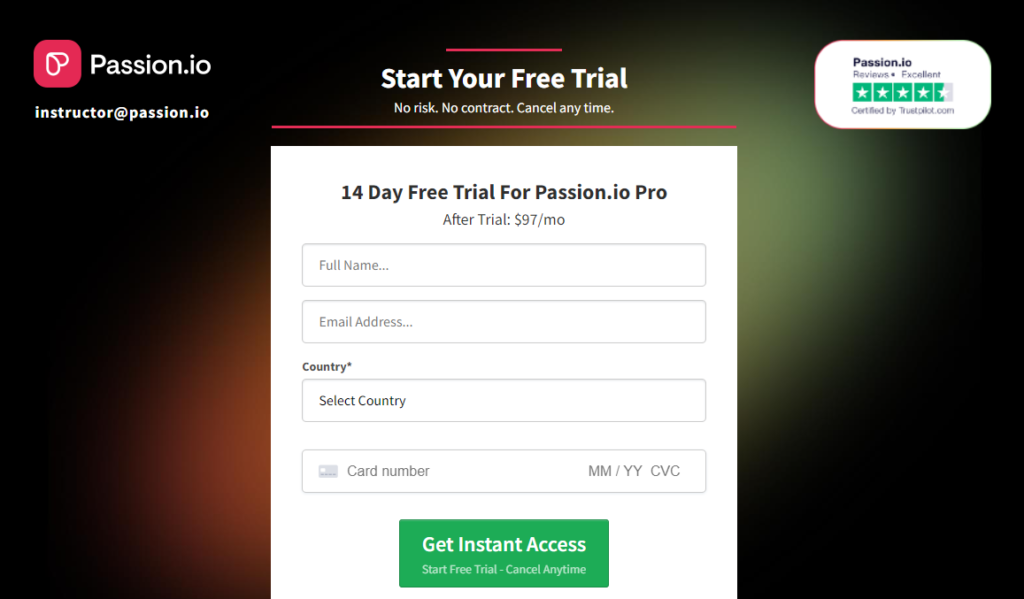 Passion IO trial registration form
