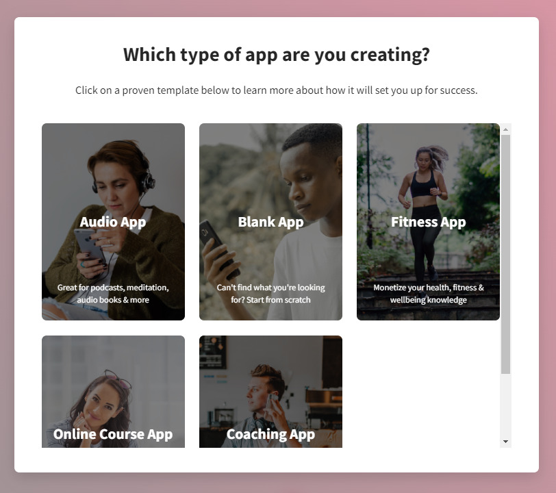 choose the app type