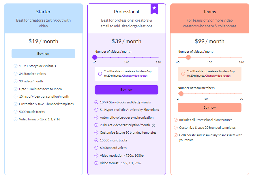 Pictory pricing