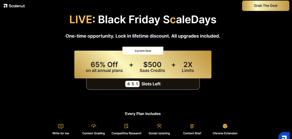 Scalenut Black Friday & Cyber Monday page