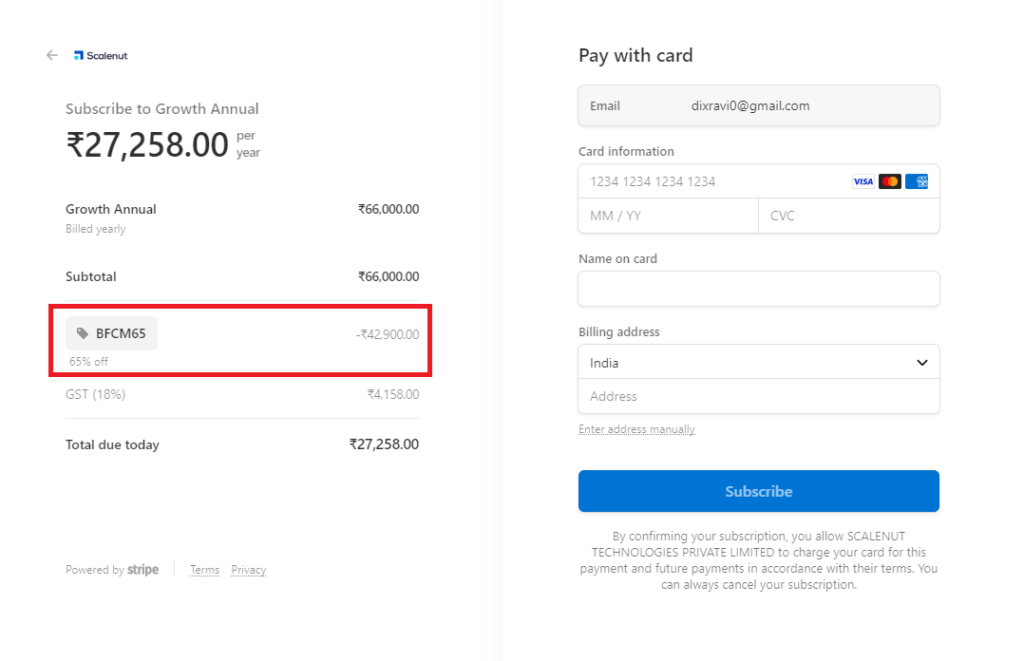 Scalenut checkout