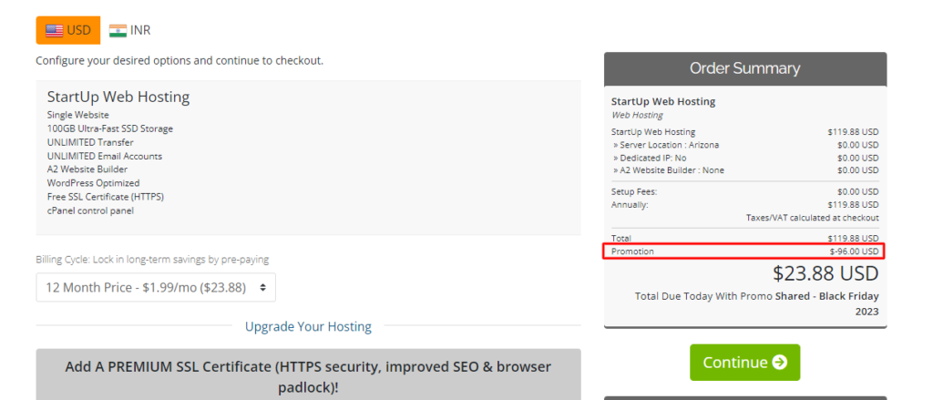 a2 hosting discount applied