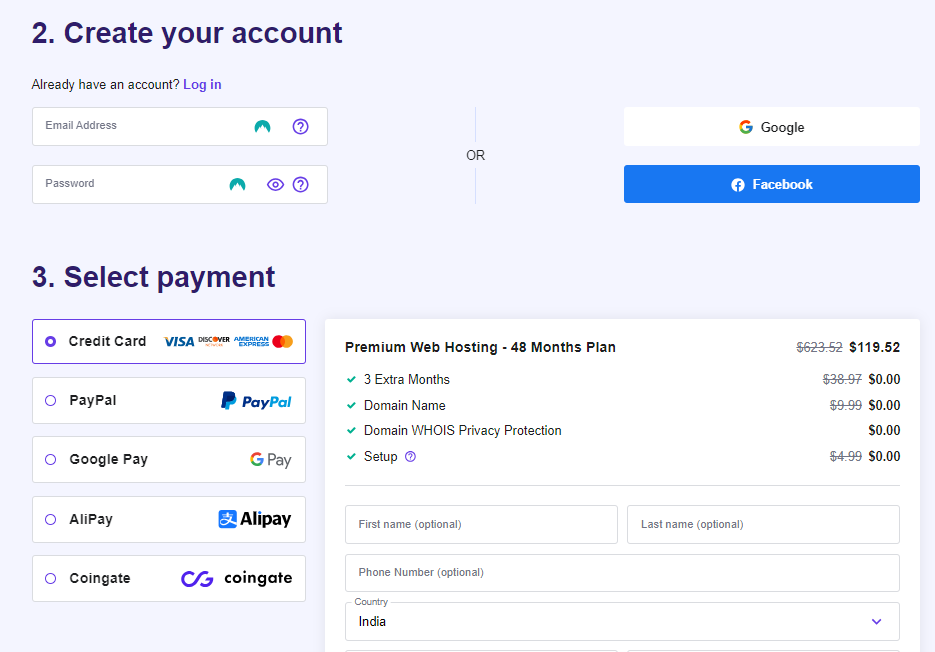 checkout page