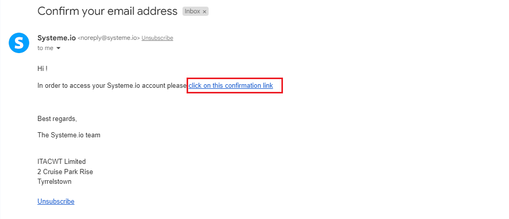 confirm email