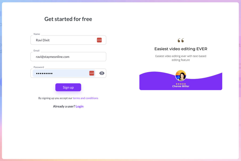 create a new pictory account