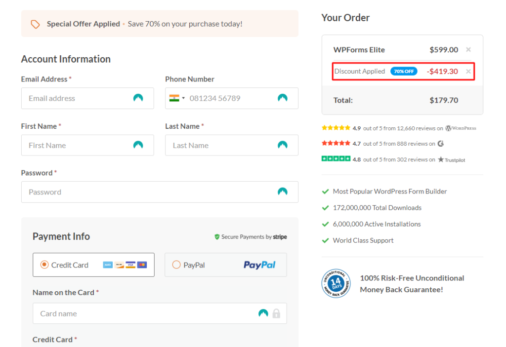 wpforms checkout
