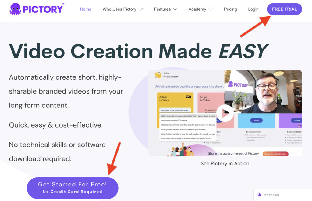 Pictory official website