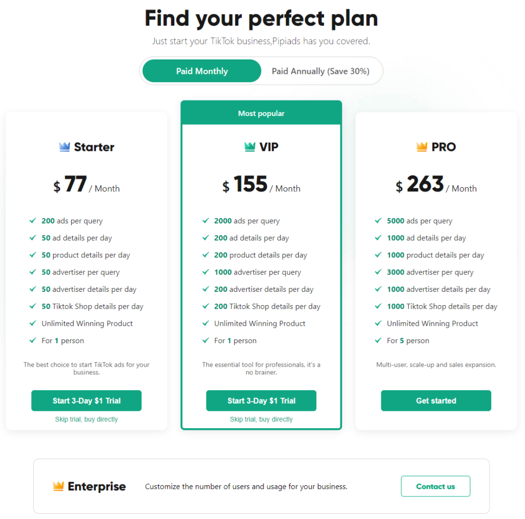 PiPiAds-pricing