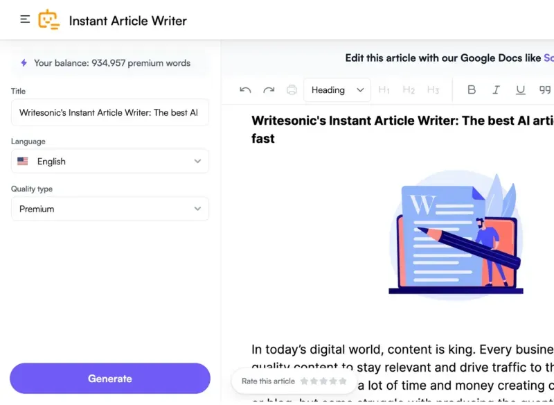 WriteSonic Instant Article Writer