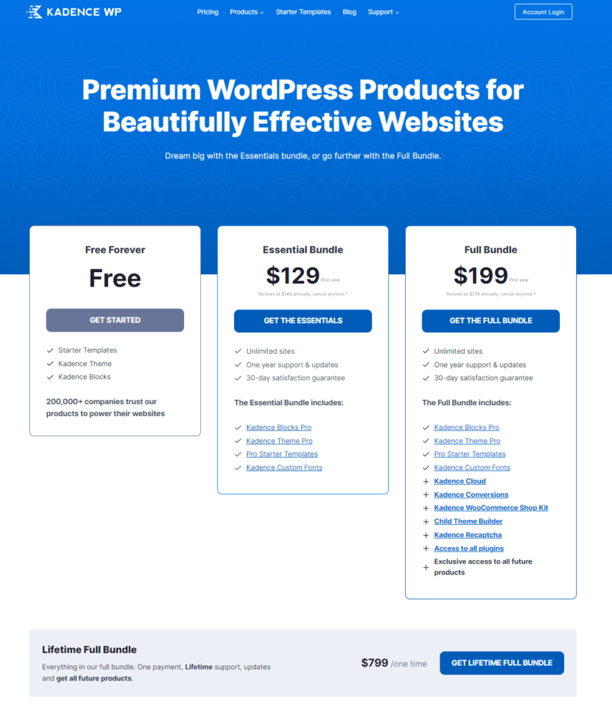 kadence-wp-pricing