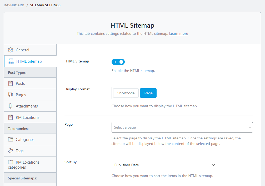 HTML Sitemap