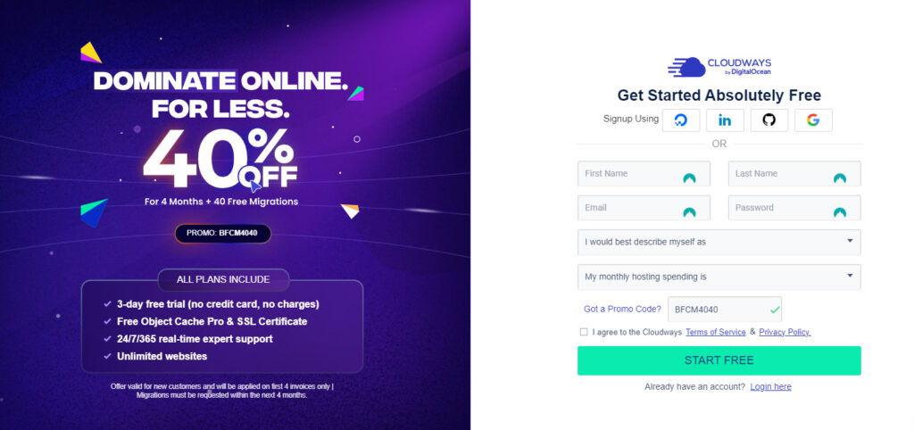 create a cloudways account