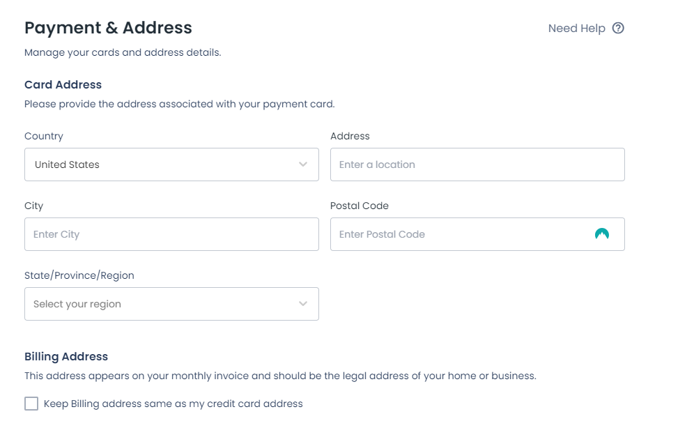 payment information