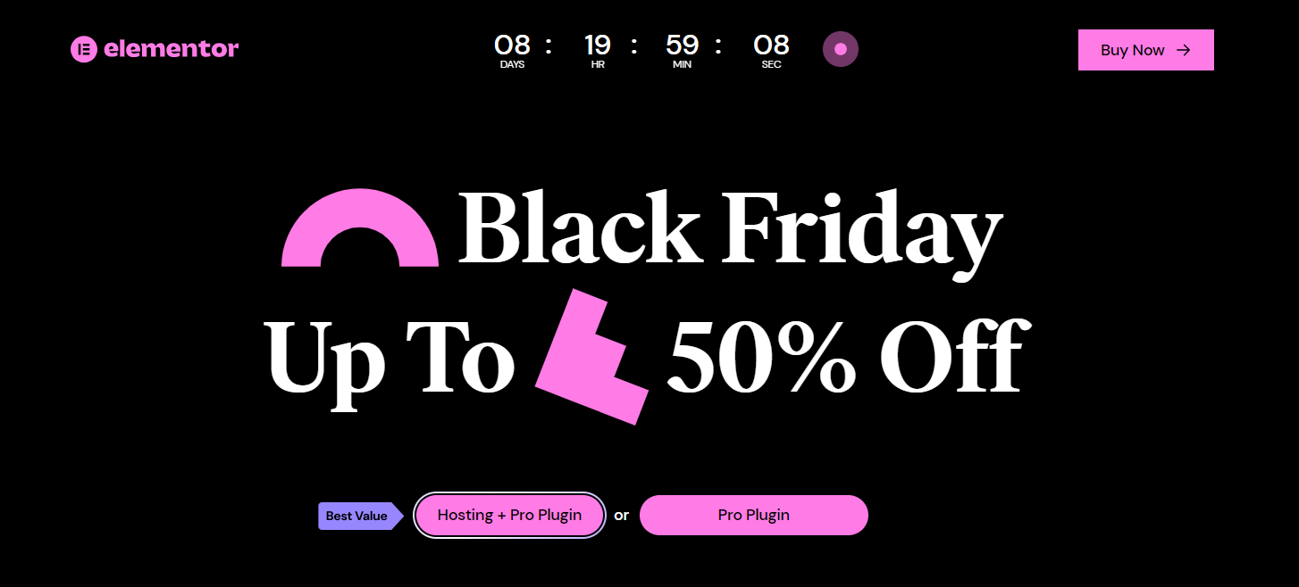 Elementor Black Friday Deal 2025: Up To 50% OFF (Hosting + Plugin)