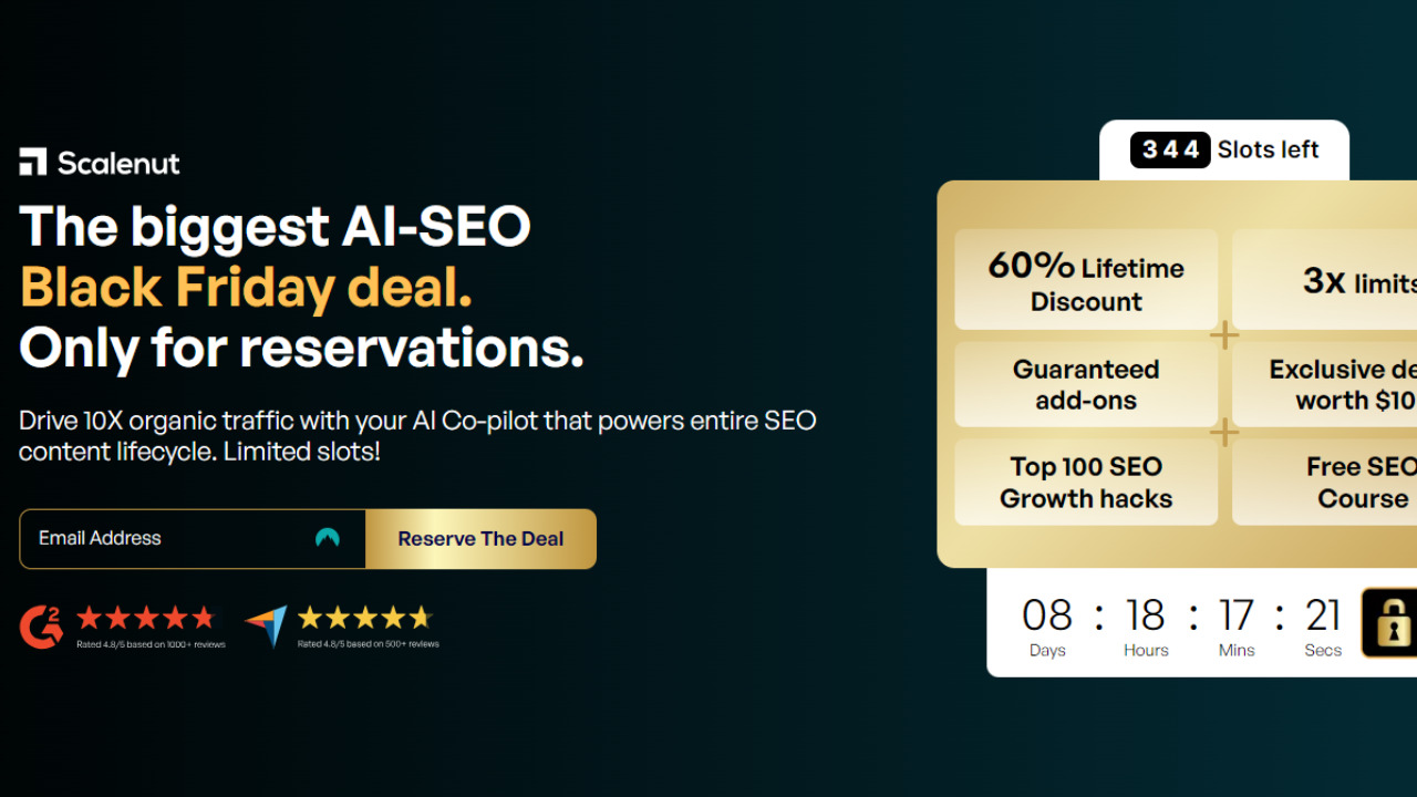 Scalenut Black Friday Sale 2025: 60% Lifetime Discount & More