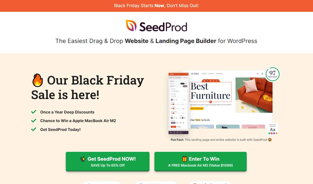 SeedProd Black Friday Deal 2025: Save Up To 65%